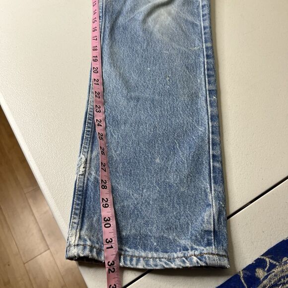 VTG Levis 501 Jeans Mens 32x32 90s USA Button Fly Distressed Patched Denim - Picture 12 of 12